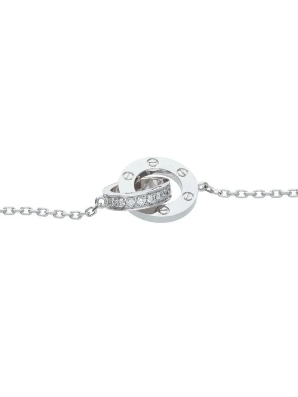 Cartier Love Necklace 18k White Gold Pave Diamond